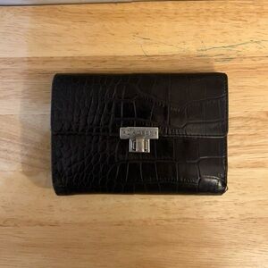Ralph Lauren Vintage Croc Embossed Leather Tri-Fold Wallet